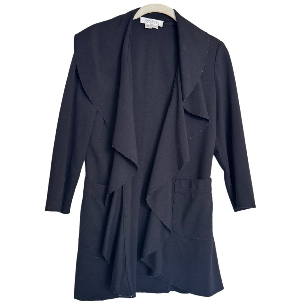 Kay Unger New York Size 2 Designer Black Sweater Cardigan Jacket Business Casual